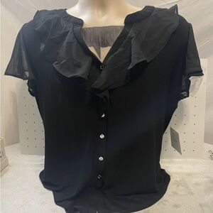 Elegant Black Ruffled Women's Top